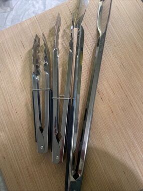 Stainless Steel Kitchen Tongs Set - 2 Small + 1 Large